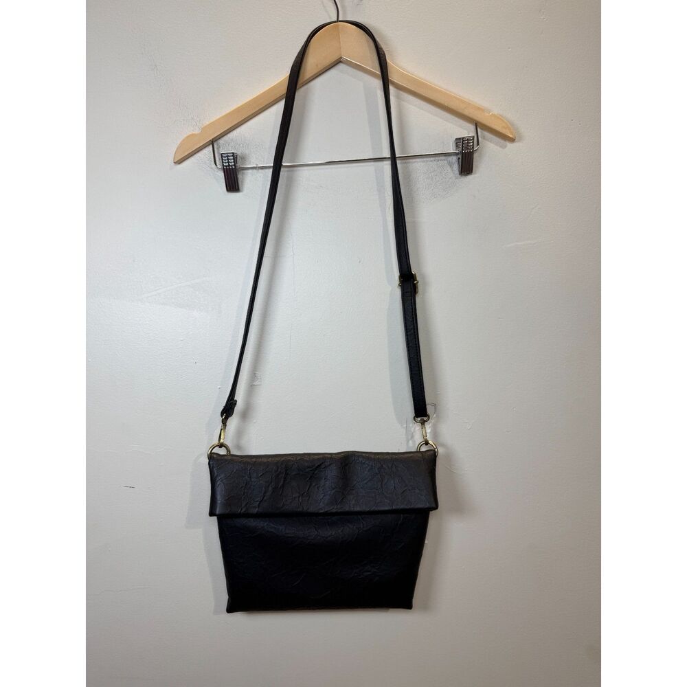Anthropologie Women's Black Polyurethane Adjustable Strap Crossbody Bag